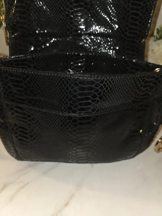 Michael Kors Black Snake-Embossed Leather Shoulder Bag - Picture 12 of 14